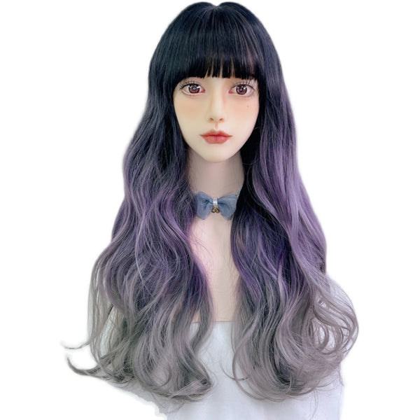 Purple gradient long curly hair wig KF82430