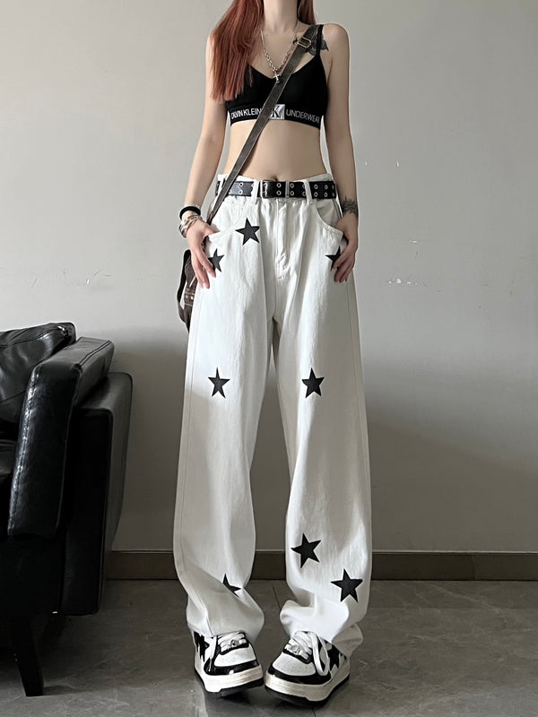 Harajuku star print jeans  KF83317