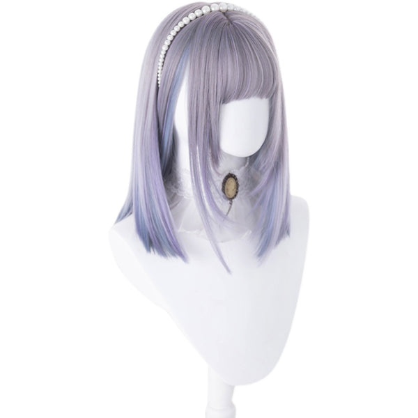 Gradient blue and purple short straight hair  KF82677