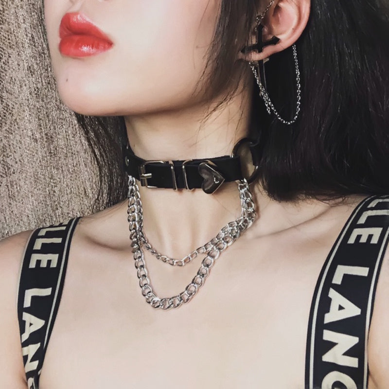 unzzy peach heart clavicle chain KF50074