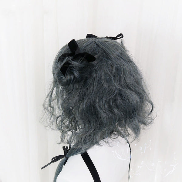 Dark blue short curly wig  KF82819