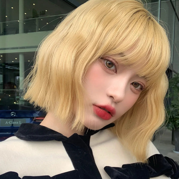 Blonde Short Straight Hair Wig  KF82645