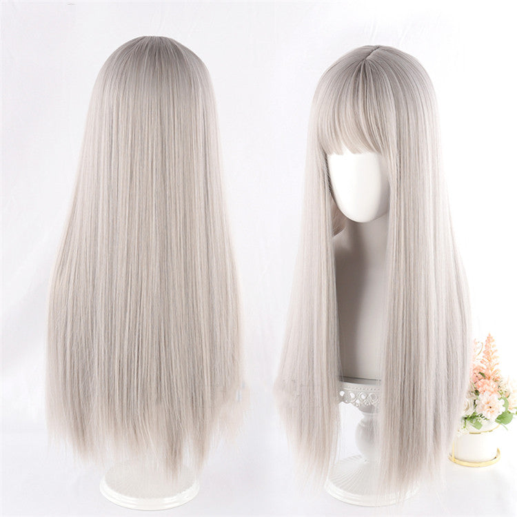 Silver white long hair wig KF82347