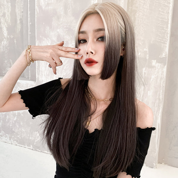 Brown long straight hair wig  KF82520