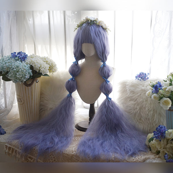 blue-purple  long curly wig  KF82925