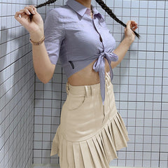 High waist all-match pleated skirt KF81826