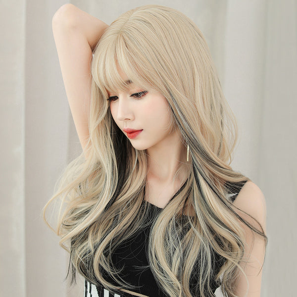 Big wavy blonde long curly hair wig  KF9307