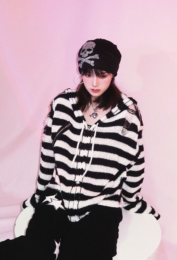 Ulzzang striped cardigan KF82602