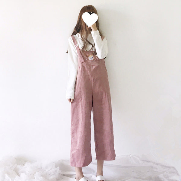 unzzy embroidered suspender pants KF50008