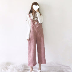 unzzy embroidered suspender pants KF50008