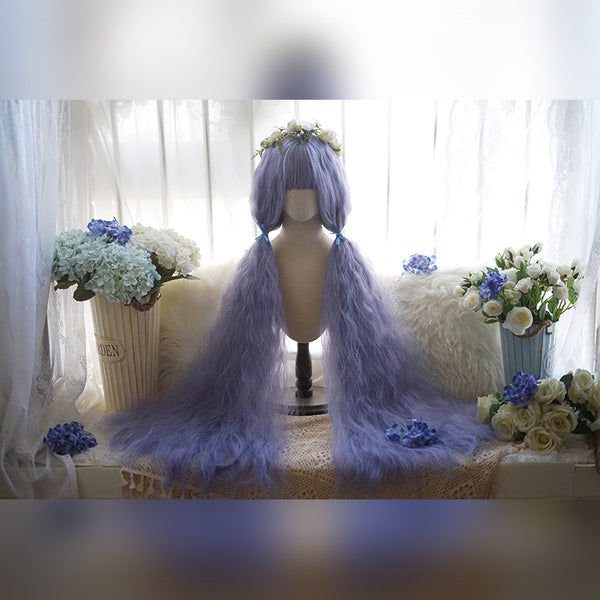 blue-purple  long curly wig  KF82925