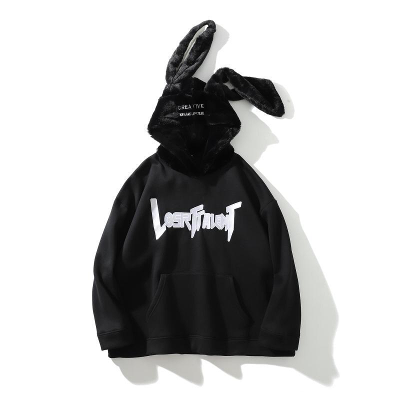 Black Plus Velvet Rabbit Sweatshirt Hoodie  KF81008
