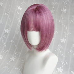 Purple short straight wig KF9243