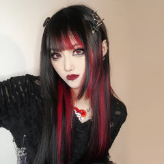 Harajuku black red wig  kF828790