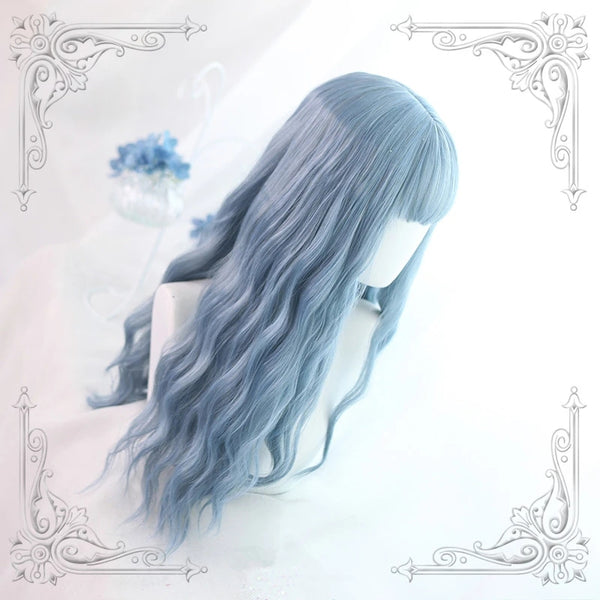 BLUE GRAY LONG STRAIGHT FLUFFY WIG KF50472