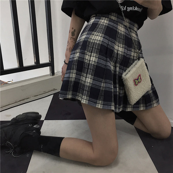 Plaid pleated skirt KF9513
