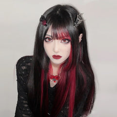 Harajuku black red wig  kF828790