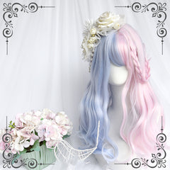 Lolita pink blue long curly hair KF81768