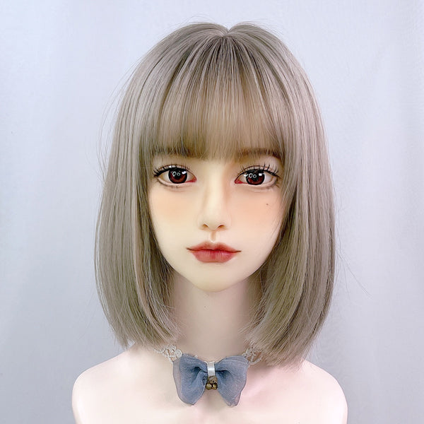 gray short straight hair KF40508