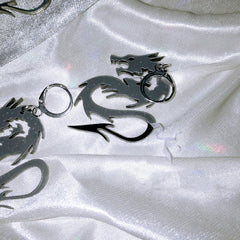Black dragon pendant earrings  KF82379