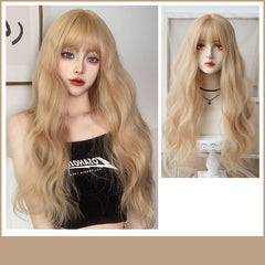 Golden long curly wig KF82114