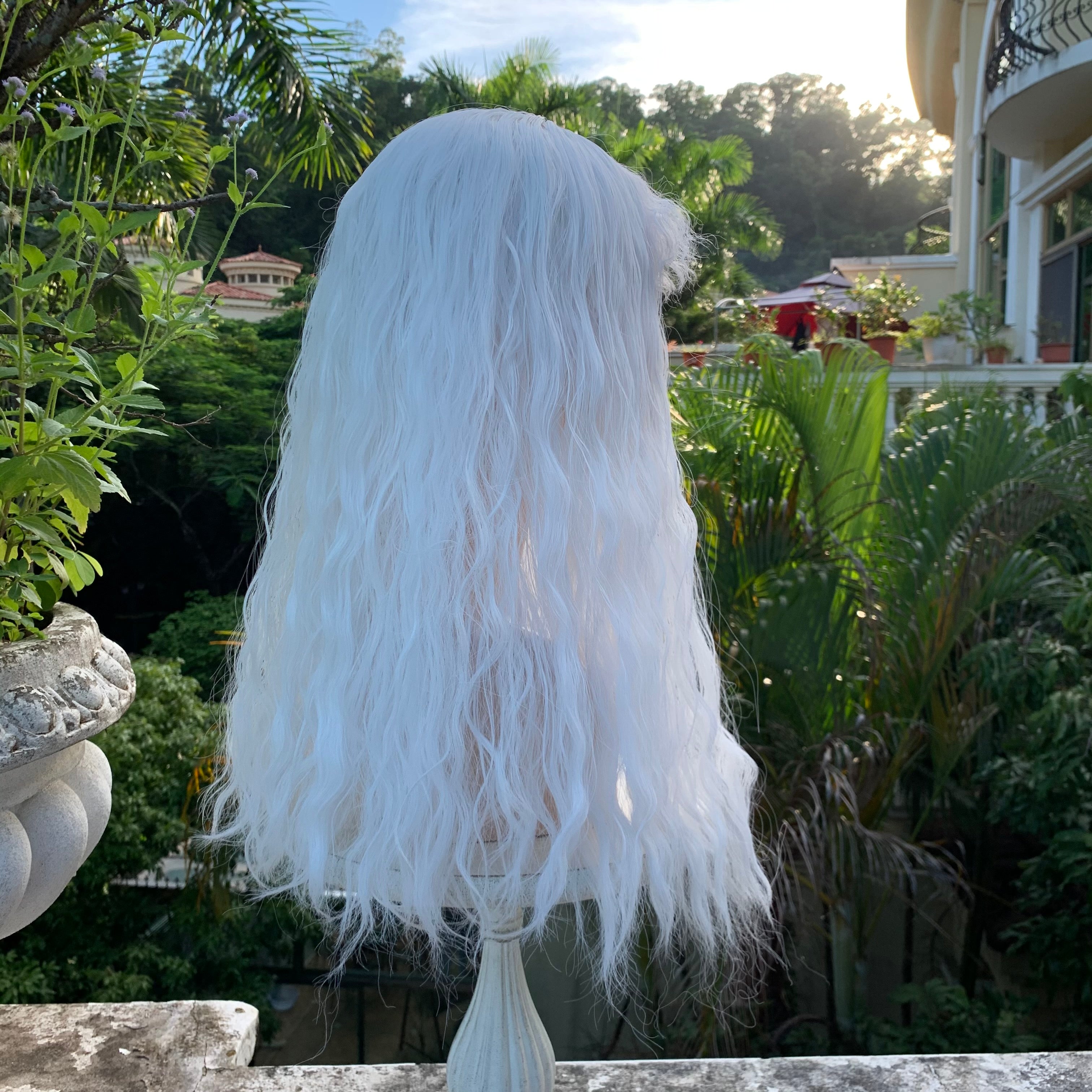 White wool roll wig  kf82504