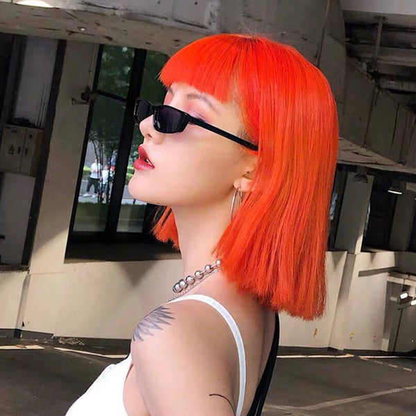 Orange short straight wig KF9309