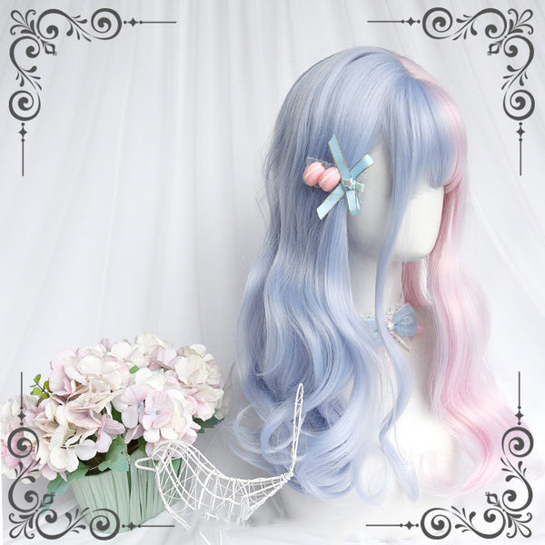 Lolita pink blue long curly hair KF81768
