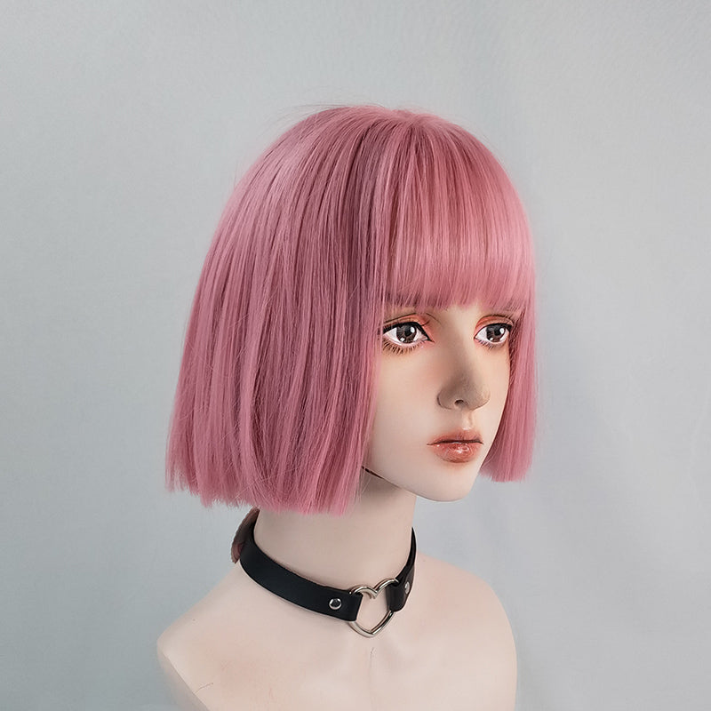 Pink Short Straight Hair Wig  KF82644