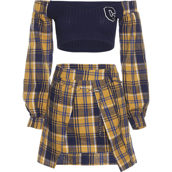 Retro plaid two-piece KF82604