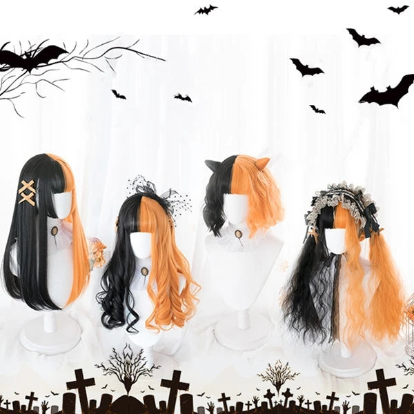 black + orange wig KF81188