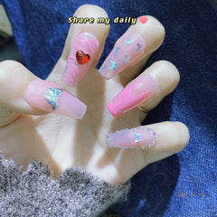 Pink flame removable wearable nail clip  KF82084