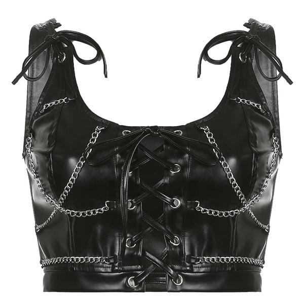 punk leather camisole KF81244