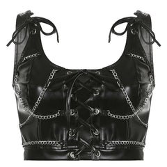 punk leather camisole KF81244