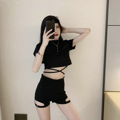 Punk black two-piece KF9131
