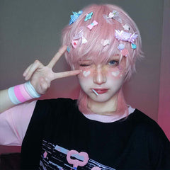 Pink short wig KF81626