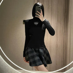 BLACK KNITTED TOP   KF83151