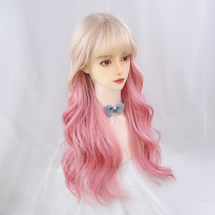 Lolita gold powder long curly hair wig KF82428