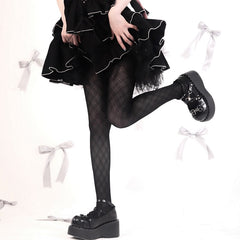 black plaid stockings  KF82928