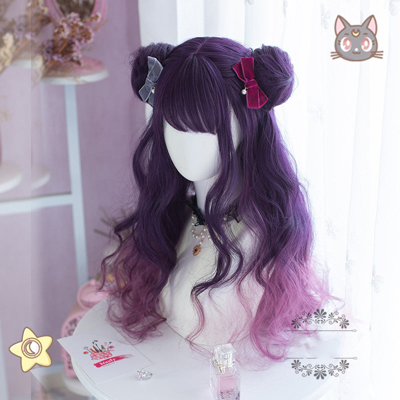 Purple long straight wig KF81266