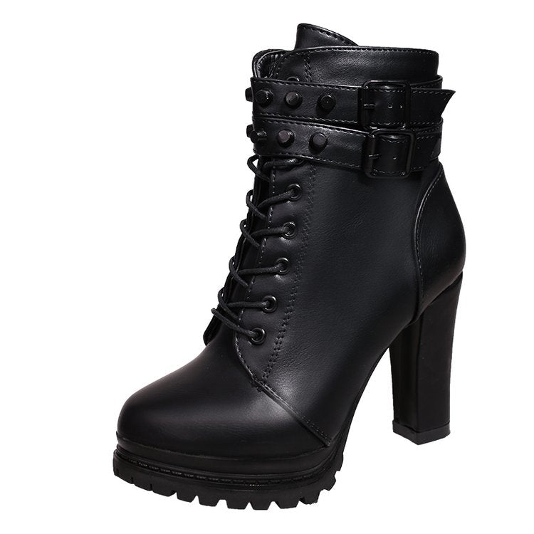 Black studded high heels   KF82317
