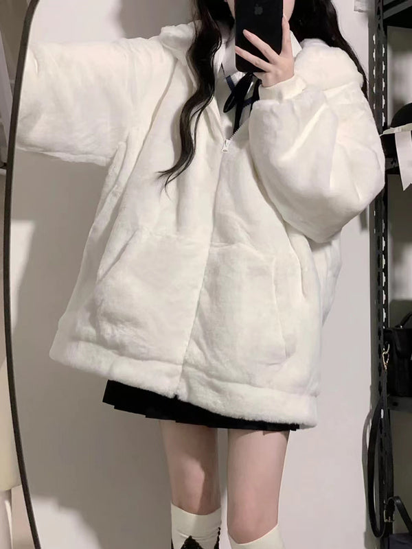 white plush coat KF83045