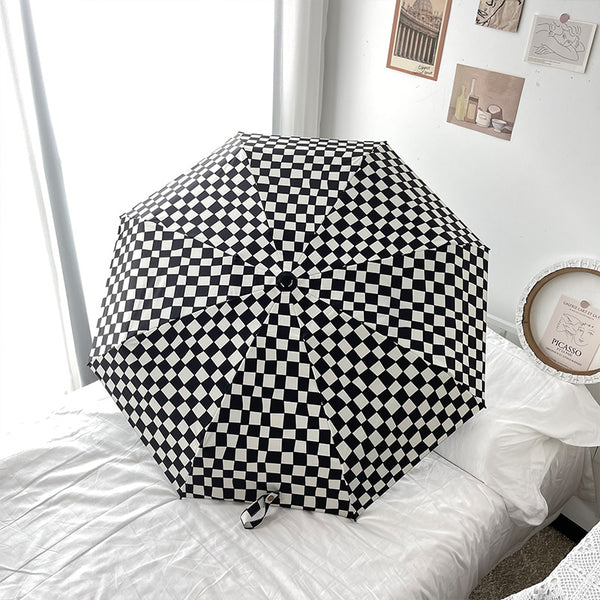 Checkerboard automatic  umbrella  KF82493