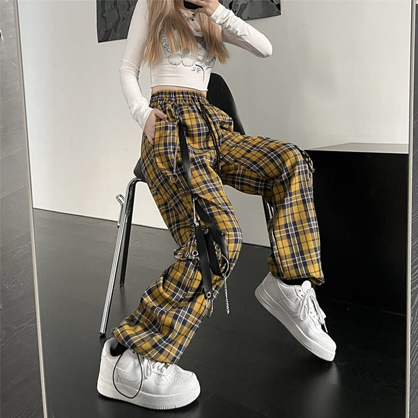 retro plaid pants  KF9926