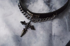 Dark Leather Collar Necklace KF82695