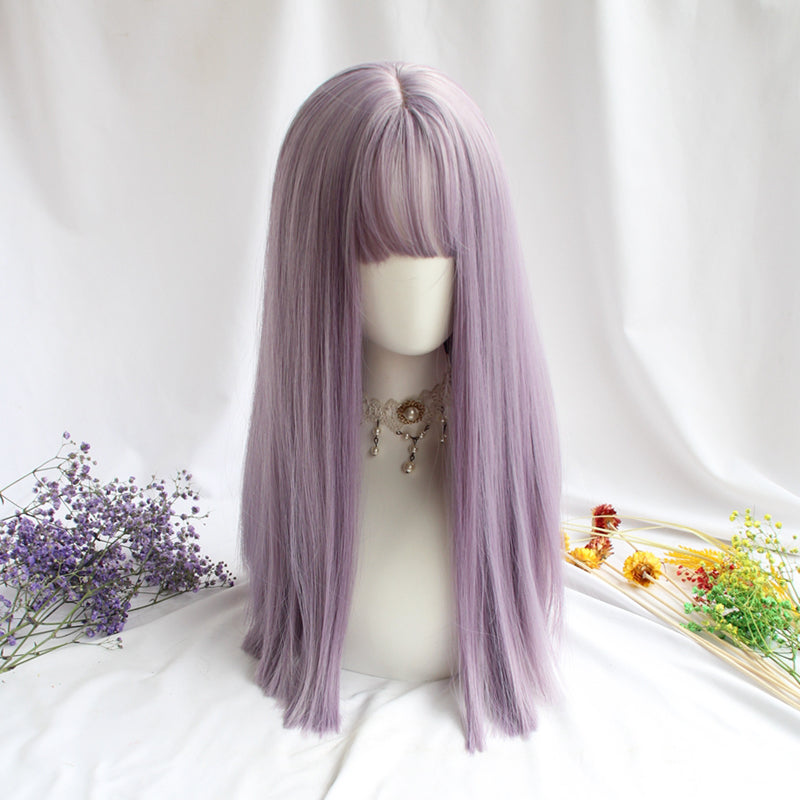 Purple long straight wig KF81921