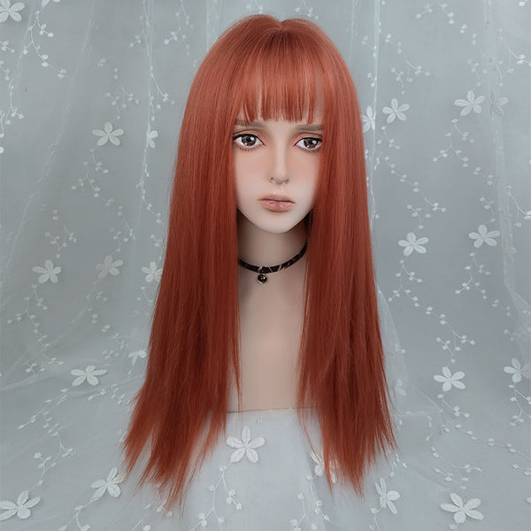 Orange long straight wig KF81239