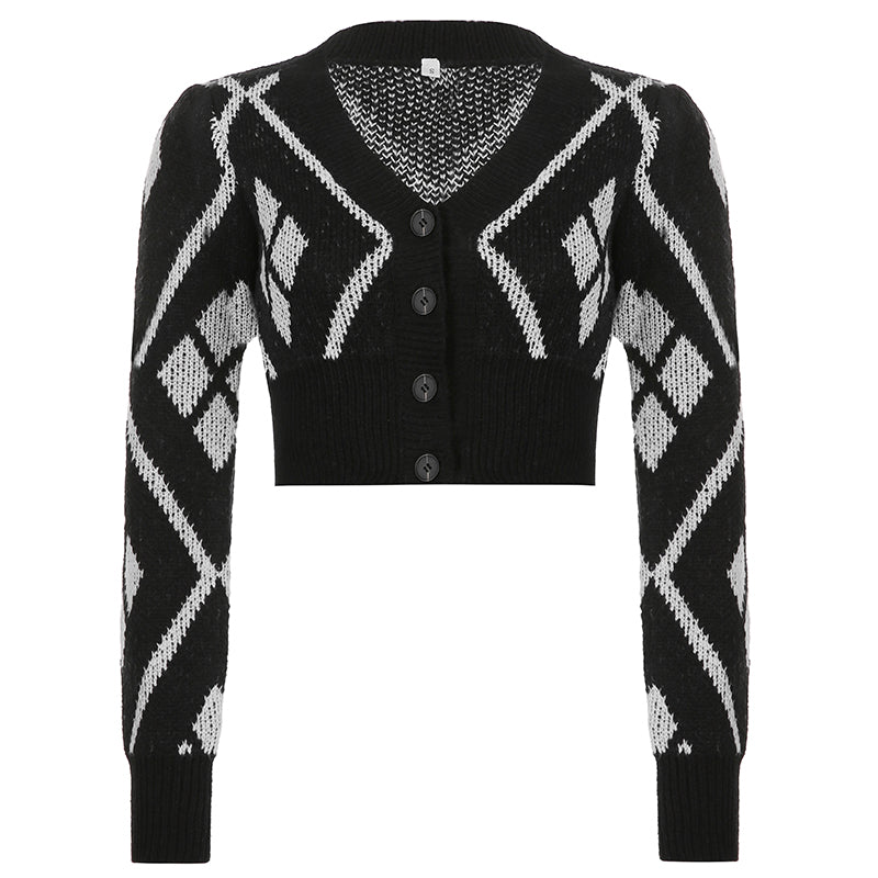 diamond knitted sweater jacket  KF40107
