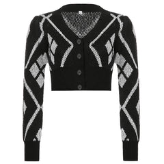 diamond knitted sweater jacket  KF40107