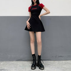 Red and black T-shirt dress  KF40038